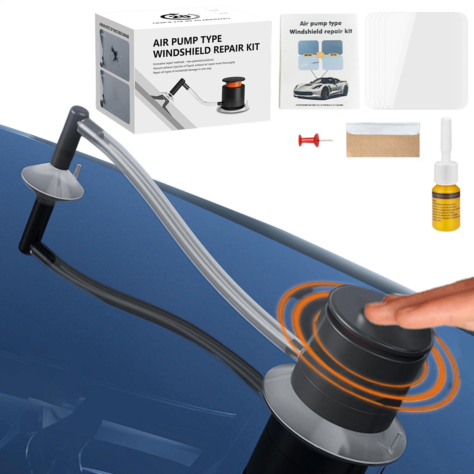 Glass Cleaner Streak - ชุดซ่อมกระจกรถยนต์ น้ำยาซ่อมกระจกนาโน แบบปั๊มลม สำหรับซ่อมรอยแตกกระจกหน้ารถ แก้ไขรอยแตก