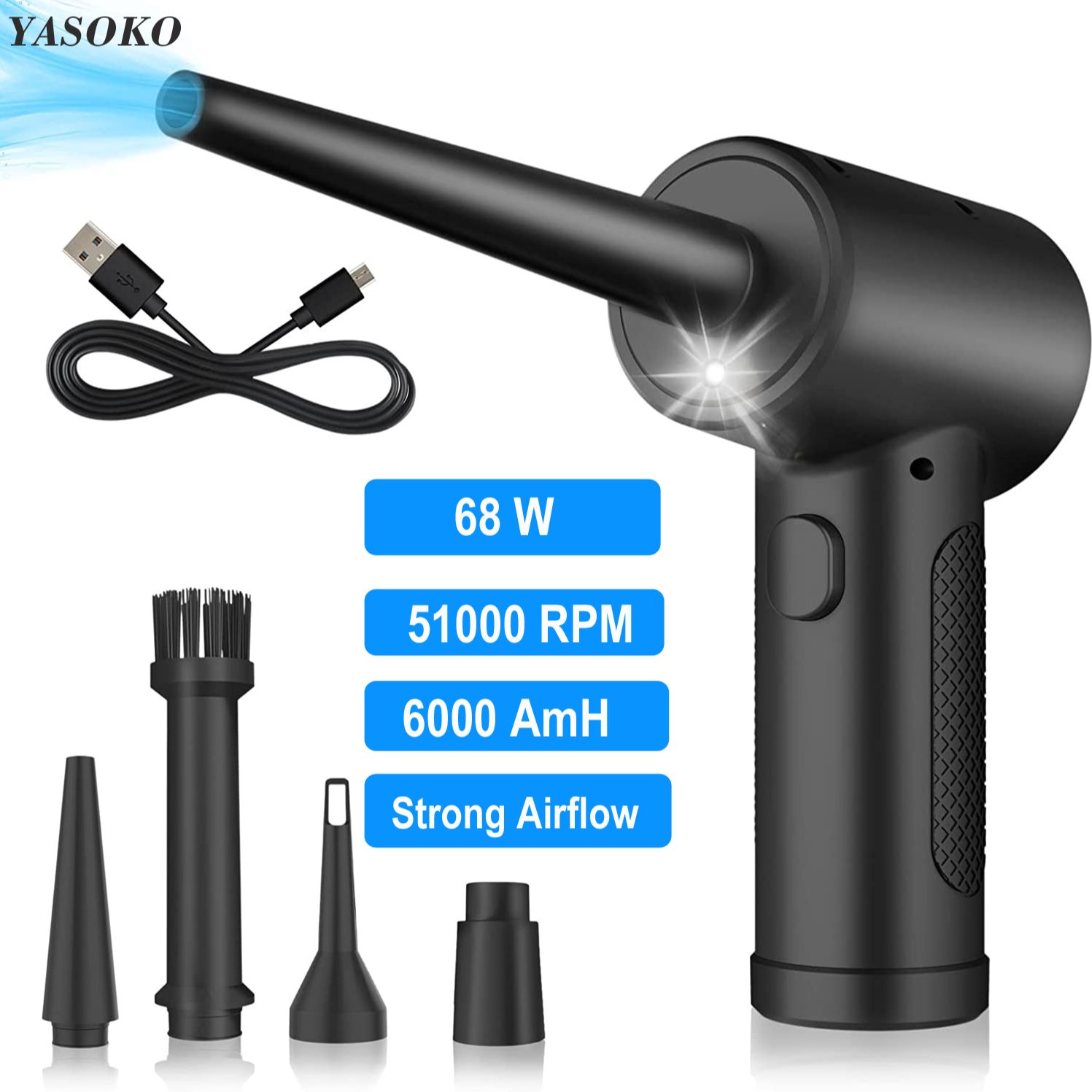 Dryer Car Blower - Compressed Air Duster สําหรับคีย์บอร์ดเครื่องเป่าลมไฟฟ้าทําความสะอาดคอมพิวเตอร์ไร้สาย Air Dust