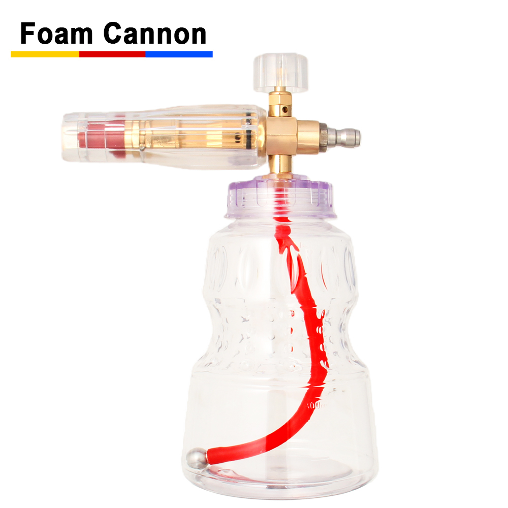 Pressure Washer Foam Gun - ปืนฉีดโฟมอลูมิเนียมแบบมืออาชีพ 1/4 นิ้ว แบบเชื่อมต่อเร็ว พร้อมหัวฉีดโฟมและเครื่องกำเนิดโฟมสำหรับระบบล้างรถแรงดันสูง